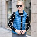 ダウンベスト カップル レディース メンズ ライトダウン ショート丈 ポリエステル 立襟 無地 黒 赤 ピンク カーキ 紺 白 S M L XL 2XL 3XL...