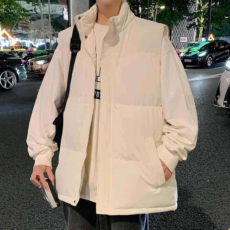 ベスト 男性用 中綿ベスト ゆったり 立ち襟 ポリエステル 防寒着 カジュアル ブラック コーヒー カーキ..