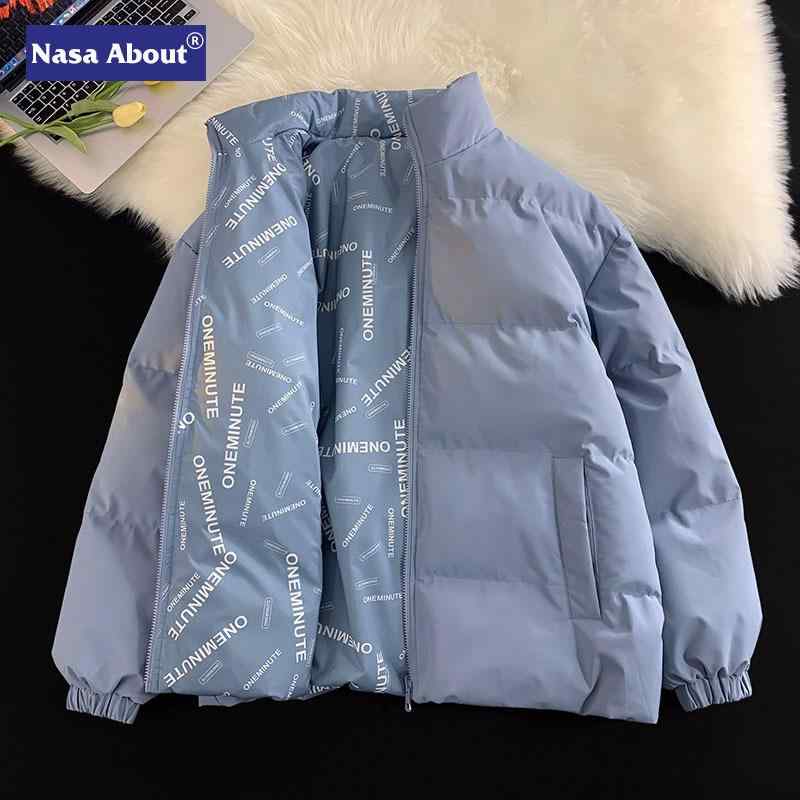 Rain Wear - メンズ 中綿コットンジャケット 冬用 厚手 ポリエステル 無地 切り替え 配色 スタンドカラー ブルゾン ジャンパー ゆったり 普段使い アウトドア ブラック ブルー系