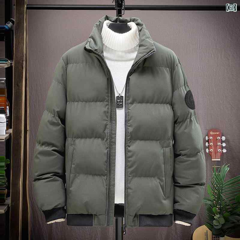 ダウンジャケット メンズ 男性用 アウター 秋冬 暖かい 防寒 立襟 ポリエステル 黒 緑 赤 白 M L XL 2XL 3XL リブ カジュアル 3