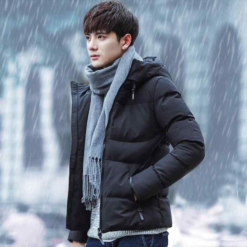 Rain Wear - ダウンジャケット メンズ 秋冬 厚手 防寒 暖かい 冬 アウター ジャンパー ブルゾン フード付き ポリエステル 黒 ブラック グレー 紺 ネイビー