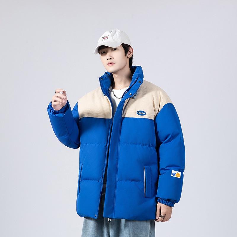 Rain Wear - 綿ジャケット メンズ 配色 切り替え フード付き 中綿 ポリエステル 防寒 厚手 ショート丈 アウター 秋冬 スポーティ カジュアル