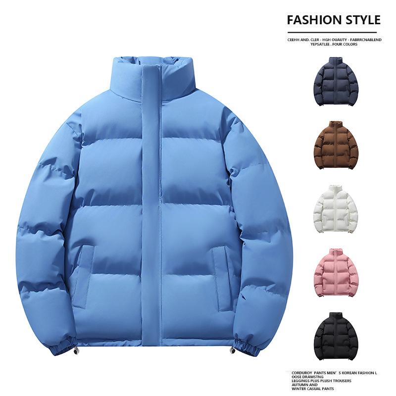 ダウンジャケット メンズ 防寒 立襟 秋冬 アウター 中綿 暖かい 無地 カジュアル 黒 デニムブルー ピン..