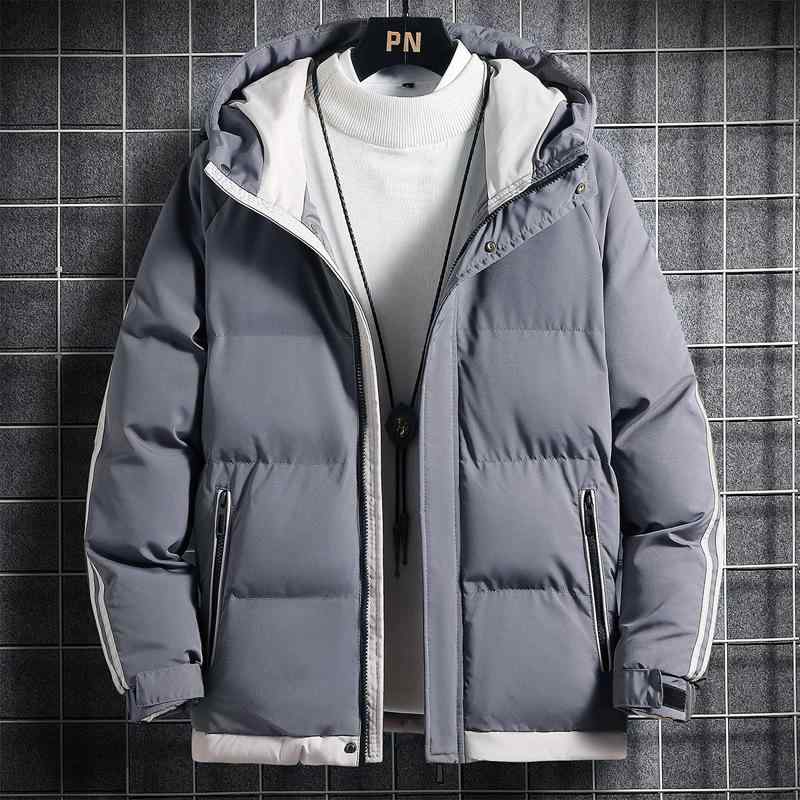 Rain Wear - ダウンジャケット メンズ フード付き 厚手 防寒 アウター ジャンパー ブルゾン 男性用 冬物 コットン 黒 深灰 カーキ 青 緑(x3)