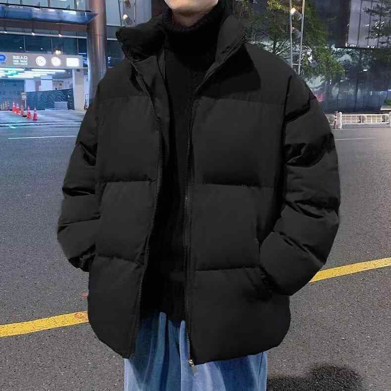 Rain Wear - 綿ジャケット メンズ カップル パデッドジャケット スタンドカラー 無地 ポリエステル ブラック カーキ ピンク系 ブルー 秋冬