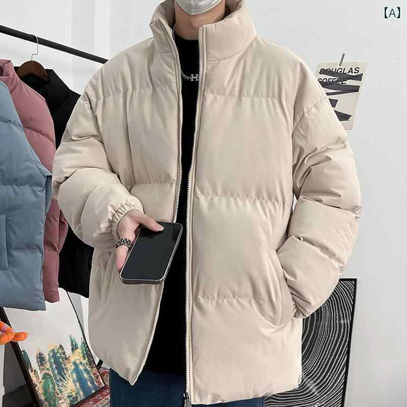 ジャケット メンズ ダウン風 中綿 立襟 無地 秋冬 防寒 暖かい カジュアル 男性用 ...