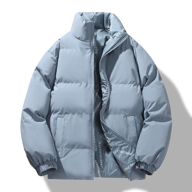 Rain Wear - 綿ジャケット メンズ 冬 中綿 ポリエステル リバーシブル 防寒 ジャンパー ブルゾン アウター 厚手 立ち襟 無地 若者 普段使い カジュアル ブルー ブラック ピンク カーキ