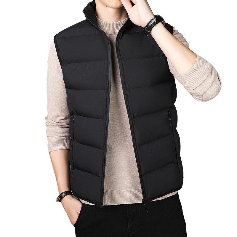 Rain Wear - メンズ ダウンベスト 男性用 中綿ベスト アウター 保温 防寒 チョッキ 袖なし スタンドカラー 無地 グレー 黒 カーキ