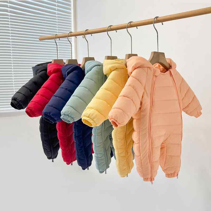 2個セットベビー服 ロンパース 長袖 カバーオール 中綿入り ジャンプスーツ 厚手 秋冬 男女兼用 フード付き かわいい 韓国 あったか 70 80 90 100cm