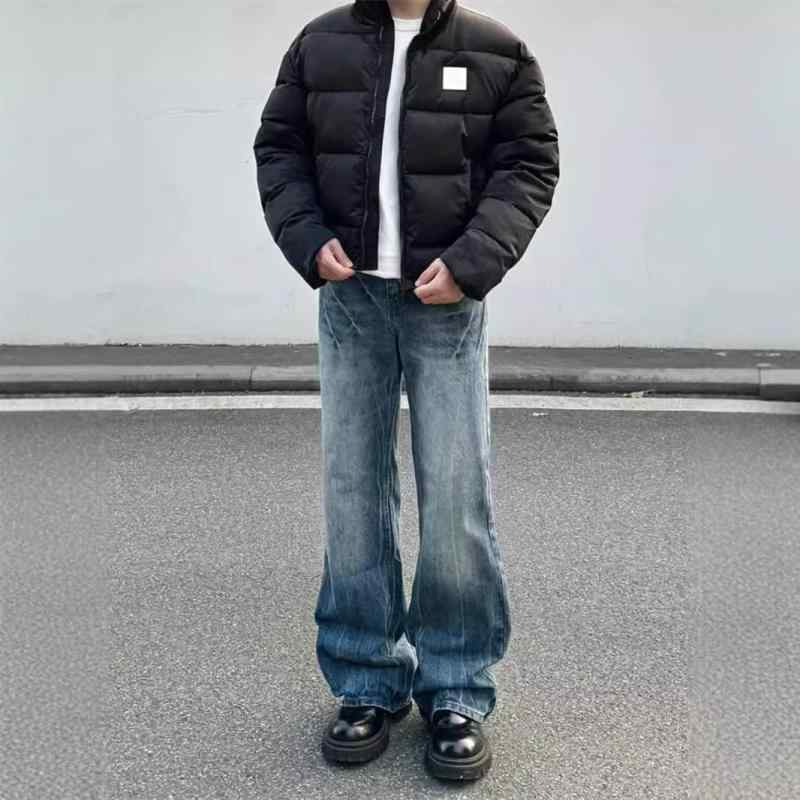 デニム メンズ ストレートパンツ 高腰 ロングパンツ カジュアルパンツ ダメージ加工 ウォッシュ加工 ブ..