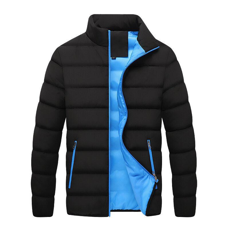 Rain Wear - メンズ ジャケット 秋冬用 中綿 ジャンパー ブルゾン 立ち襟 ポリエステル 無地 グレー ブラック オレンジ ブルー(x2)