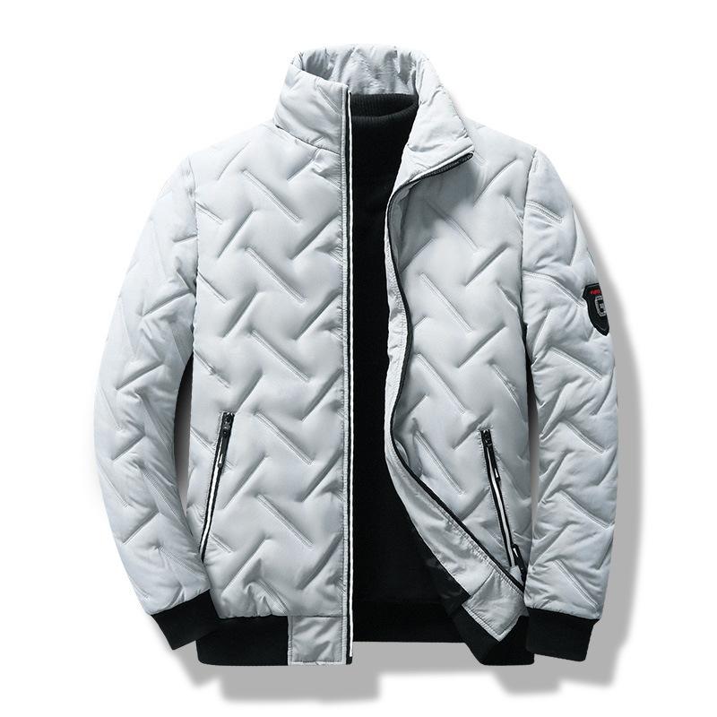 Rain Wear - 綿ジャケット メンズ ライトダウン 中綿 防寒着 ブルゾン ジャンパー 立襟 グレー 黒 緑 秋冬 ポリエステル 普段使い
