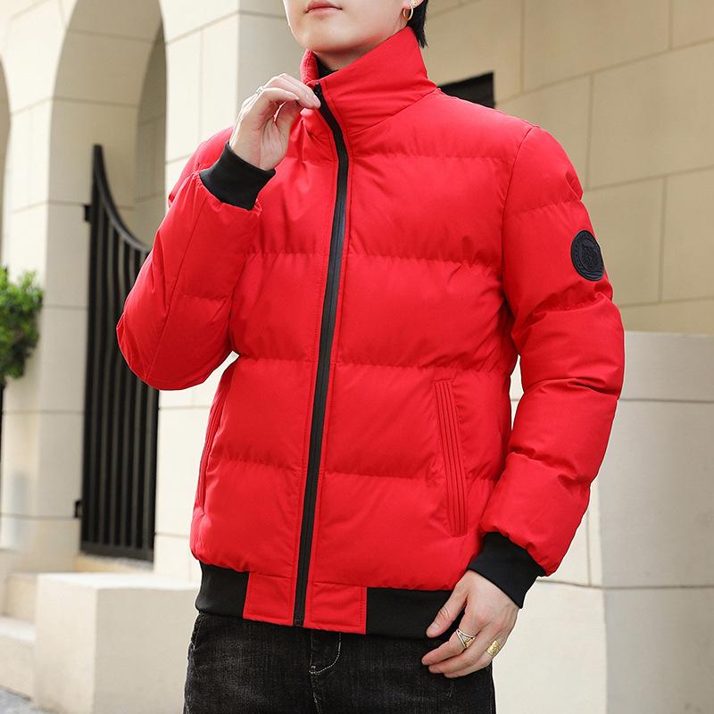 Rain Wear - 綿ジャケット メンズ 秋冬 立襟 コットン 中綿 ポリエステル アウター ジャンパー ブルゾン ミリタリー カジュアル スタイル ブラック カーキ レッド 大きいサイズ