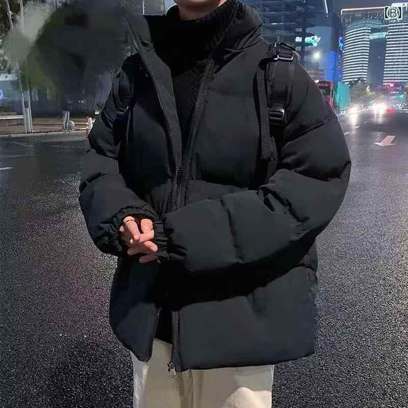 綿ジャケット メンズ ブルゾン 冬服 無地 ポリエステル 立ち襟 ゆったり スポーツ ウェア 普段使い 厚手 防寒 アウター 青 黒 カーキ ピンク系 3