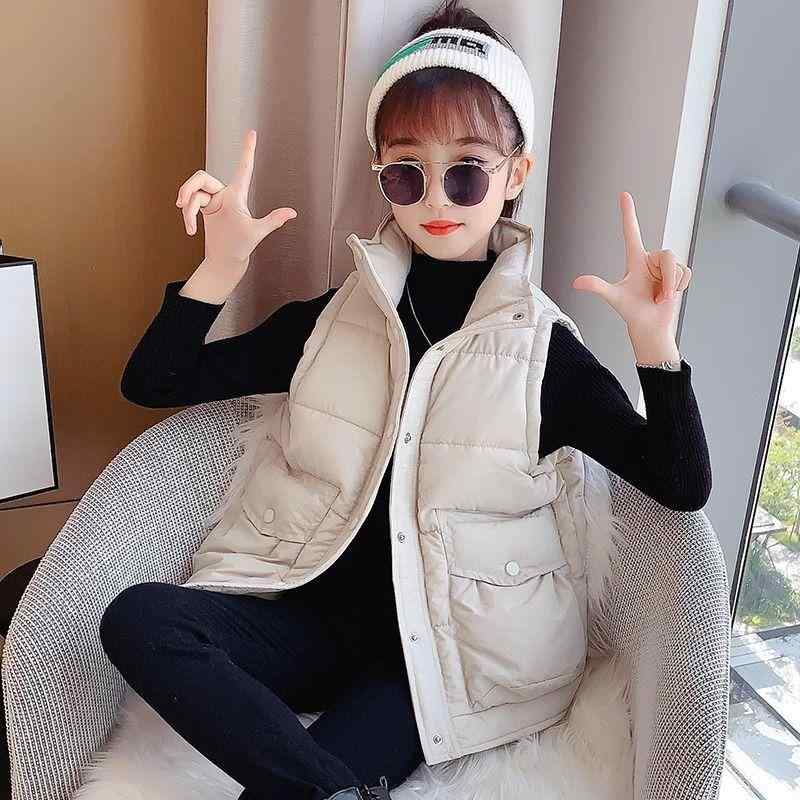 子供服 ベスト ガールズ 中綿 秋冬 厚手 防寒 アウター カジュアル 無地 130cm 140cm 150cm 160cm 170cm