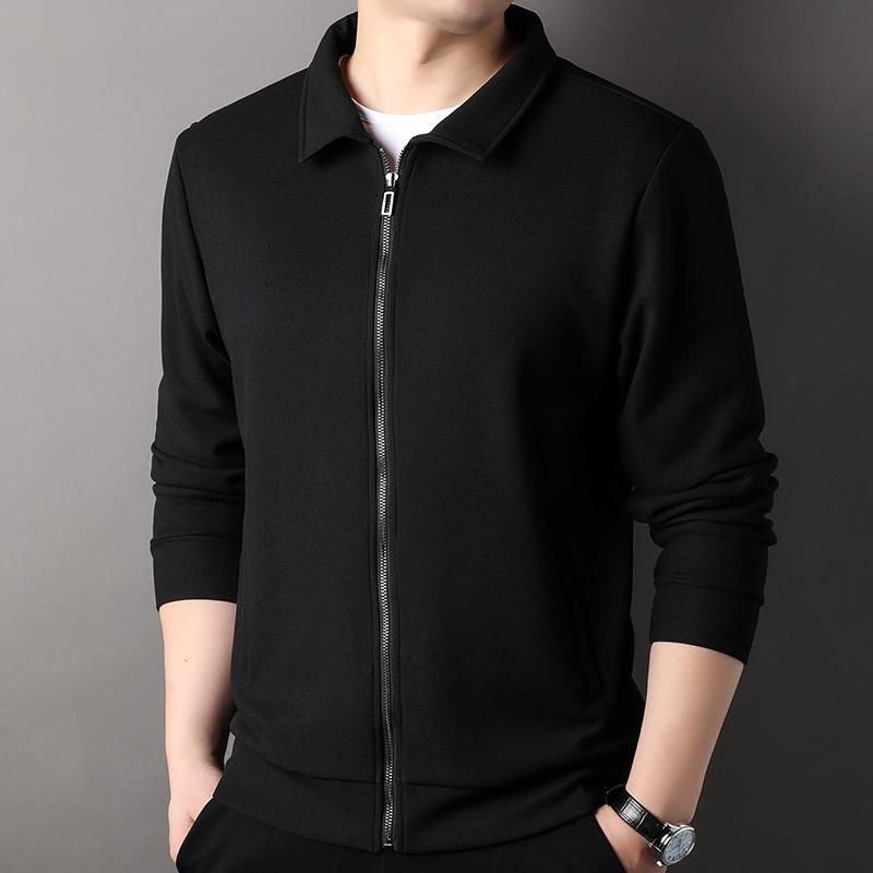 パーカー メンズ カーディガン 混紡 ウール混紡 スウェット 春秋 無地 カジュアル トップス M L XL XXL 3XL 4XL 紺色 ダークグレー ブラック