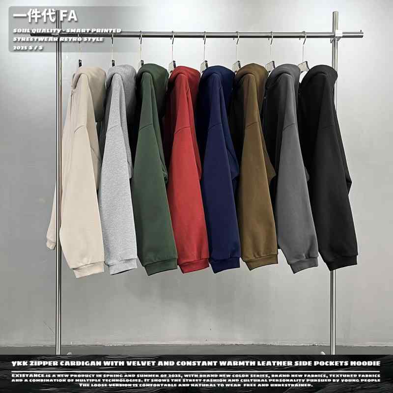 パーカー メンズ 秋冬 YKKジッパー フード付き 430G 裏起毛 スウェット 無地 長袖 トップス 杏色 花灰 ..