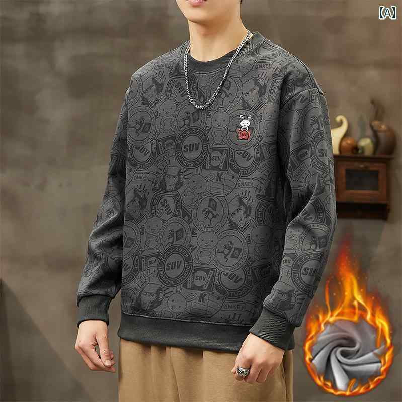 戶外 - Tシャツ メンズ 長袖 トレーナー カットソー 春秋冬 裏起毛 厚手 暖か クルーネック プルオーバー トップス ルームウェア 普段使い デイリーウェア 部屋着 グレー系 ホワイト ブラック