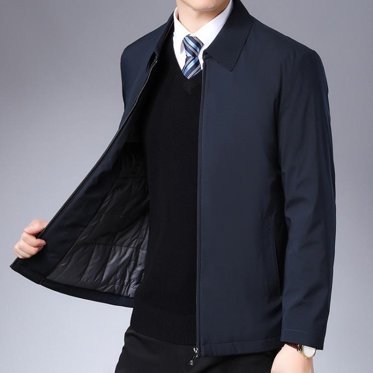 Rakuten - ジャケット メンズ 男性用 紳士服 秋冬 アウター 翻襟 無地 ミドル丈 ポリエステル 合体型 耐摩耗 普段使い 藏青 ハ青