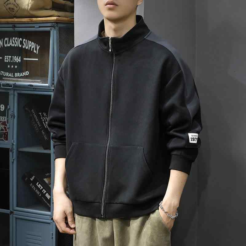 ジャケット メンズ 男性用 スタンドカラー スウェット 春秋 ブルゾン 配色 切り替え ゆったり 野球 ウォーキング ランニング 普段使い・スタイル: 都市・対象年齢: 18-24歳・種類: カーディガン・裏地の有無: 裏地なし・襟の形: スタンドカラー・袖丈: 長袖・フード: なし・前立て: ジッパー・・誤差範囲: 0.5・在庫: 有り・生地の主成分: 綿65% ポリエステル繊維35%・生地: 綿・シーン: カジュアル・柄: -・デザイン詳細: 配色・フィット: ゆったり・製法: -・カラー: ブラック.グレー.ブラック（裏起毛）・サイズ: M.L.XL.2XL.3XL.4XL・対象者: ・袖のタイプ: レギュラー・ポケット: カンガルーポケット・重さ: 約320g・対象年齢: 大人・対象性別: メンズ・製品カテゴリ: トレーナー/フリース