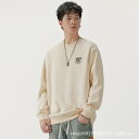 メンズ トレーナー スウェット プルオーバー 長袖 秋冬 トップス コットン プリント ゆったり 韓国 ネイビー グレー ブラック ブラウン カーキ ベージュ