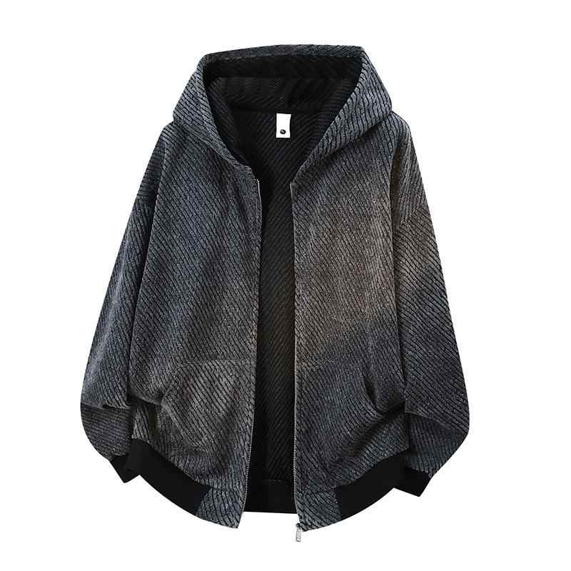 パーカー メンズ 斜めストライプ柄 ジップアップ ライトアウター 春 スポーティー カジュアル グレー