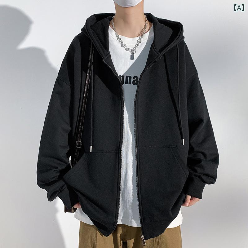 パーカー メンズ スウェット ジップアップ フーディ 長袖 ルーズ ポリエステル プリント 黒 ブラック グレー グレー 紺 ネイビー 白 ホワイト 緑 グリーン 赤 レッド S M L XL XXL XXXL 秋冬 春秋 カジュアル