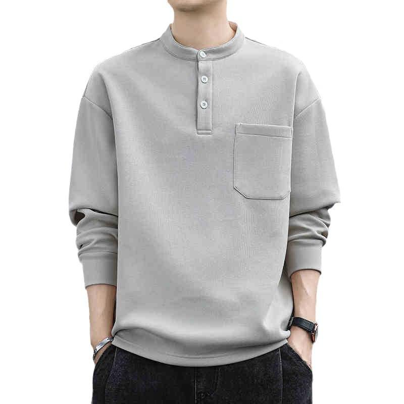 Tシャツ メンズ 男性用 長袖 秋冬 無地 トレーナー プルオーバー スウェット ポケット付き ゆったり 普段使い 部屋着 黒 ブラック 緑 グリーン