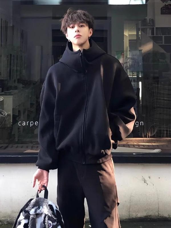 パーカー メンズ 男性用 黒 ブラック ハイネック 秋冬 フード付き ポリエステル ジップアップ スウェット カーディガン トップス 普段使い 部屋着・カテゴリ: スウェット/トレーナー・スタイル: ストリート・袖丈: 長袖・ネックライン: ラウンドネック・柄: 無地・主な素材: ポリエステル・素材の割合: 96%以上・対象年齢: 成人・対象: メンズ・フィット: ルーズ・詳細: パッチ・ポケット: サイドポケット・前立て: ジッパー・・重さ: 約350～400g・色: ブラック・サイズ: M, L, XL, 2XL, 3XL