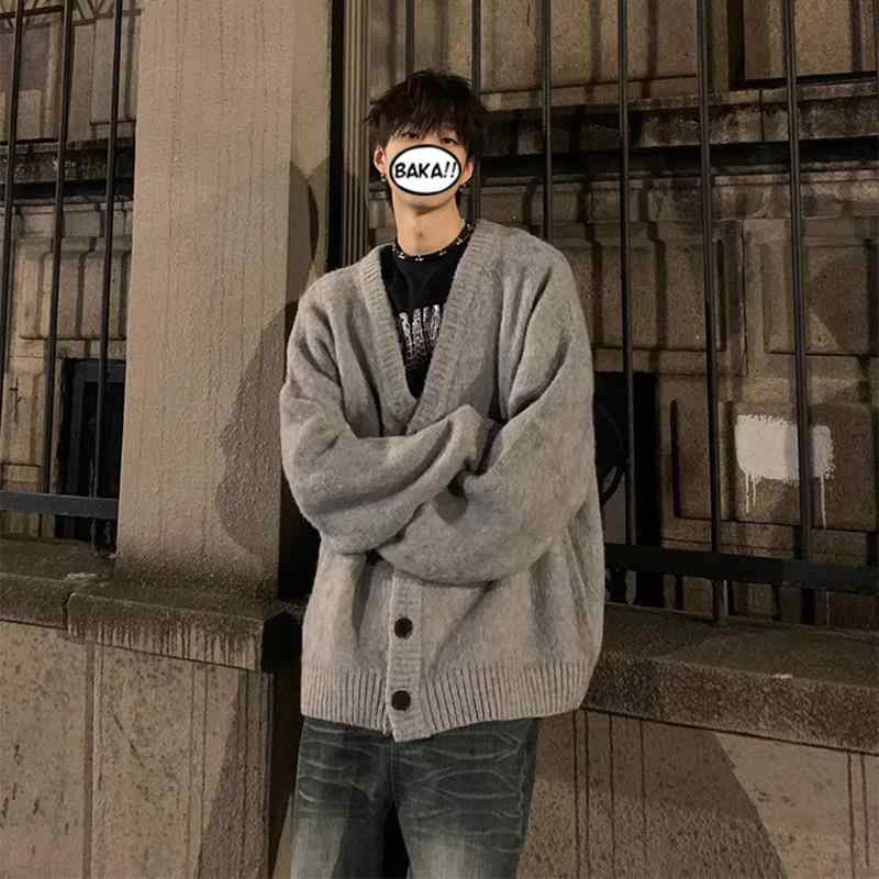 ニット カーディガン メンズ Vネック コットン 洗える 長袖 無地 秋冬 普段使い カジュアル トップス 韓国 ゆったり 部屋着