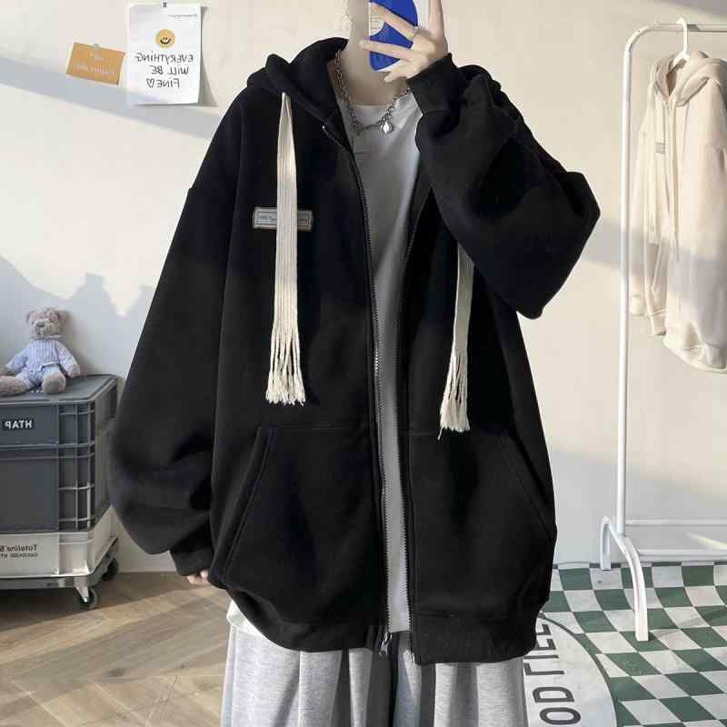 Wear - パーカー メンズ 秋物 オーバーサイズ ストリート系 フード付き ジャケット 男性用 春秋 トップス ポリエステル