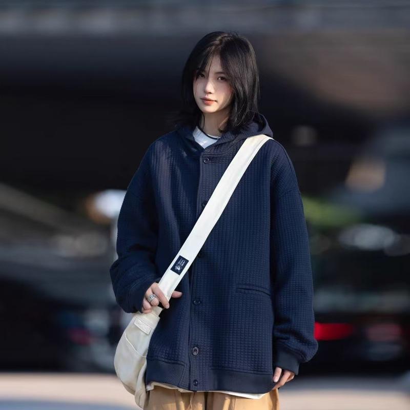 パーカー メンズ カーディガン 春物 プリント フード付き 長袖 トップス カットソー 直筒型 ゆったり ラグランスリーブ カンガルーポケット カジュアル 日常着