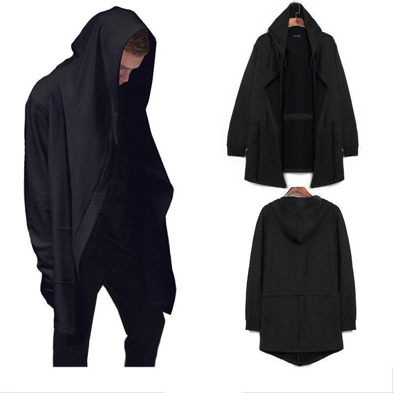 カーディガン メンズ 男性用 長袖 フード付き ポリエステル混紡 春秋 カジュアル 18-24歳 黒 M L XL 2XL 3XL