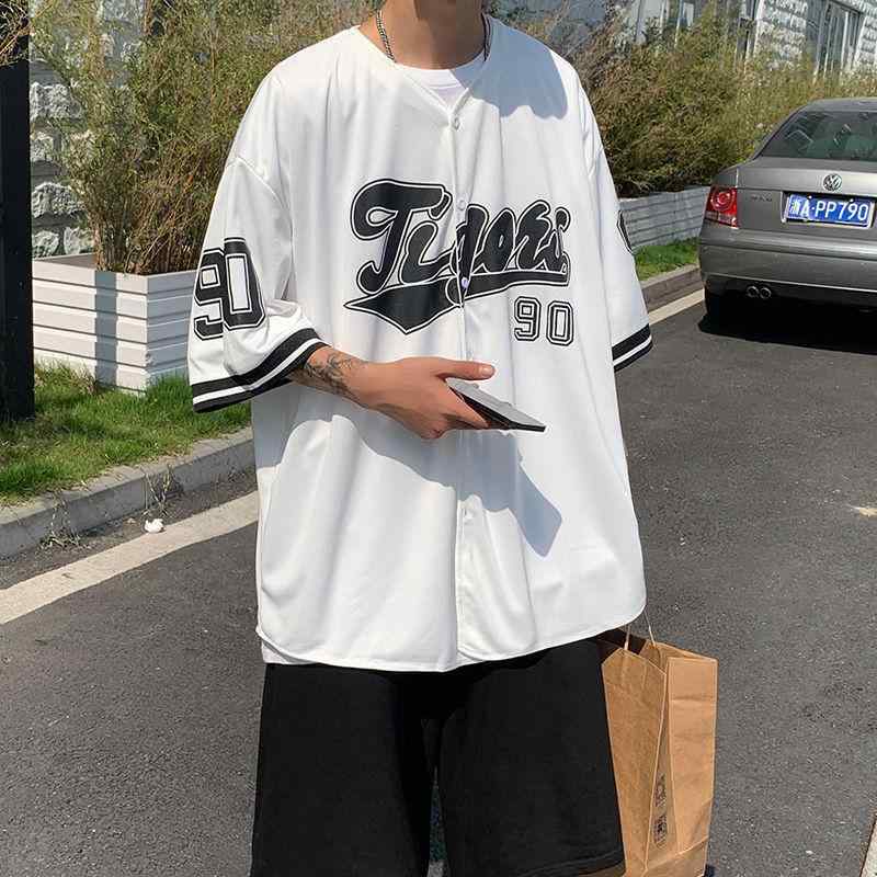 シャツ メンズ 半袖 5分袖 トップス ストライプ柄 ポリエステル 接触冷感 薄手 開襟シャツ オープンカラーシャツ ベースボールシャツ 普段使い 部屋着 ホワイト グレー