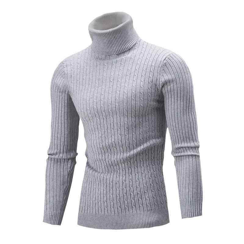 Wear - ニット メンズ 高 качество ニットセーター タートルネック スリムフィット ケーブル編み トップス 秋冬 あったか インナーウェア ミディアムグレー
