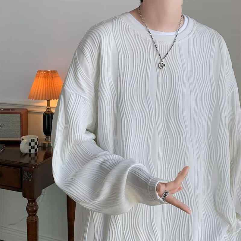 Tシャツ メンズ 長袖 接触冷感 ゆったり スウェット プルオーバー 無地 リラックス ウェア トップス カットソー カジュアル スタイル 秋