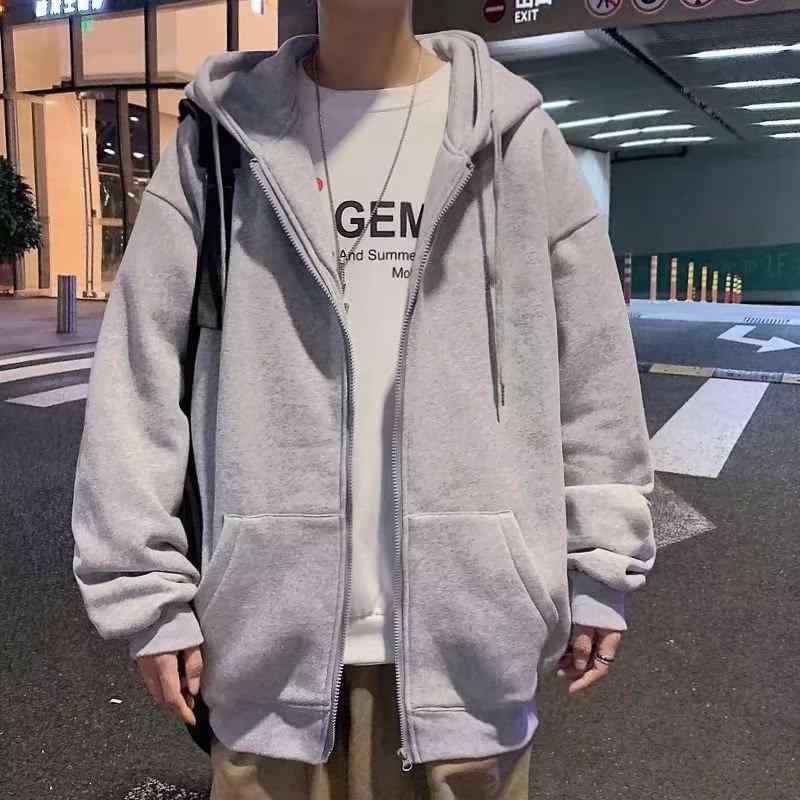 Other - パーカー メンズ 男性用 スウェット ジップアップ フード付き 無地 ゆったり 大きめサイズ グレー ブラック ホワイト 秋冬 普段使い 部屋着