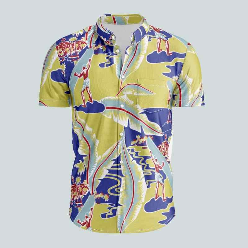 Wear - シャツ メンズ 男性用 アロハシャツ 半袖 オープンカラーシャツ 3Dプリント 花柄 風 ビーチ ポリエステル 薄手 ゆったり