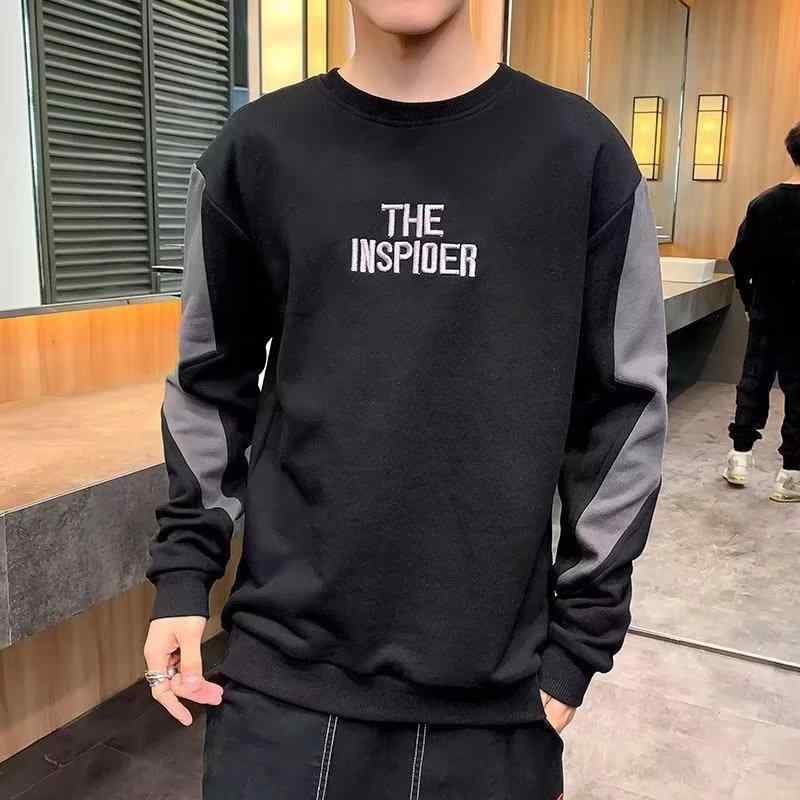 スウェット メンズ 春秋 トップス 長袖 Tシャツ 部屋着 普段使い カットソー ポリエステル混紡 ゆったり ルーズ ドロップショルダー 黒 グレー