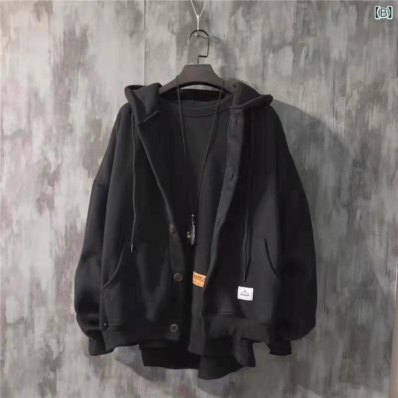 LINEAR shopのパーカー メンズ 長袖 秋物 韓国 おしゃれ ゆったり ストリート系 無地 フード付き ライトアウター ブルゾン ポケット｜アングル3