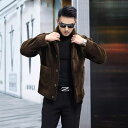 コート メンズ 男性用 シープスキン ムートンジャケット リバーシブル ショート丈 一体型 ウール パッチポケット付き 防寒 秋冬 ブラウン ブラック グレー