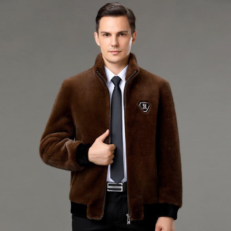 ジャケット メンズ 水貂 ブルゾン 秋冬 男性用 アウター 上着 ジャンパー グレー ブラウン あったか 裏起毛 防寒