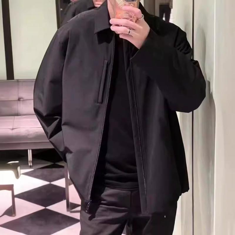 ジャケット 男性用 アウター ナイロン 耐摩耗 防風 襟付き ブラック 黒 多ポケット 春秋 スプリング オ..