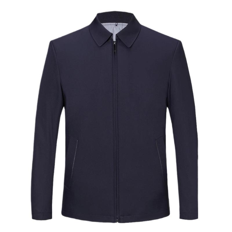 ジャケット メンズ 男性用 綿 防寒着 ビジネス カジュアル 紳士服 アウター 襟付き ジップアップ ブルゾン 多ポケット 秋冬 ディープブルー ブラック カーキ