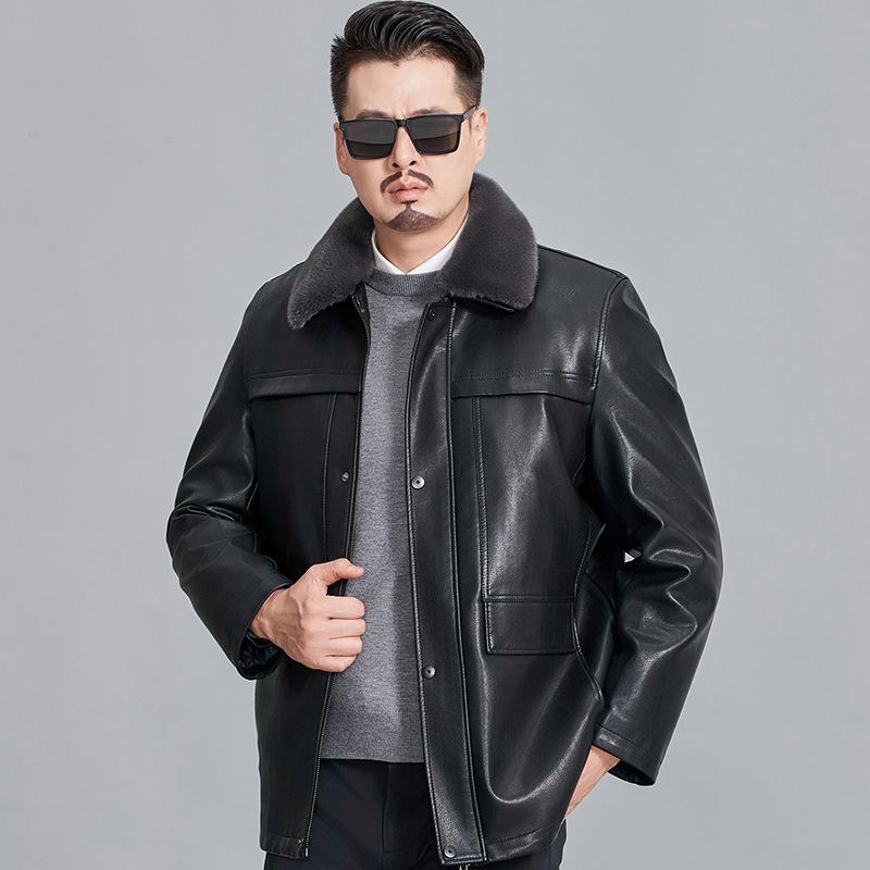 ジャケット メンズ 男性用 羊革 革 レザー 取り外し可能 インナー 中綿 裏起毛 厚手 防寒 あったか 暖かい 合体型 ビジネス 紳士 カジュアル ブラック 黒 ブラウン 茶色