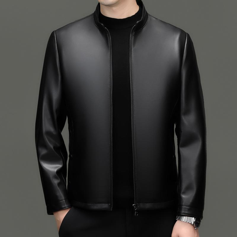 革ジャン メンズ 羊革 レザージャケット スタンドカラー ブルゾン 秋冬 シープスキン 紳士服 アウター ブラック