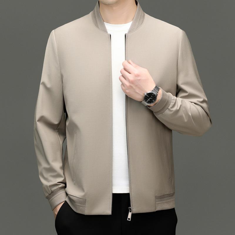 ジャケット メンズ 男性用 春秋 羊毛混紡 野球服 カジュアル ゆったり 無地 ミドルエイジ カーディガン..