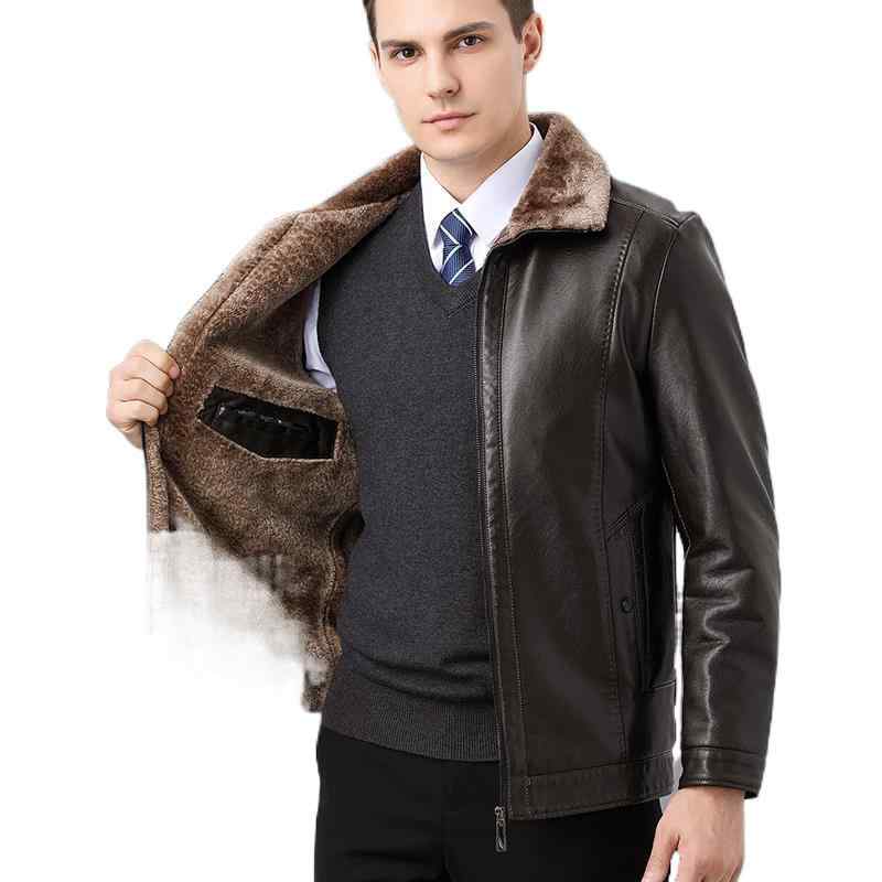 レザージャケット メンズ 男性用 羊革 裏起毛 暖かい 防寒 秋冬 シープスキン ブルゾン ジャンパー アウター カジュアル 多ポケット 40代 50代 60代 ブラック ブラウン