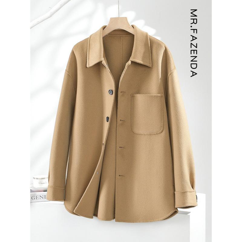 コート メンズ ウール テーラード 秋冬 ドロップショルダー ゆったり 両面ウール ショート丈 リバーシブル 襟付き シャツ ジャケット ブラック キャメル M L XL XXL XXXL