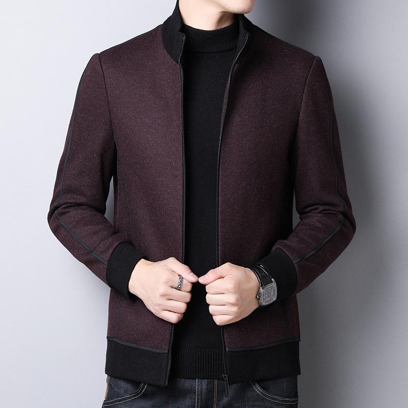 ジャケット メンズ 男性用 ウール混紡 立襟 秋冬 厚手 あったか 防寒 アウター カジュアル トップス グレー 黒 赤